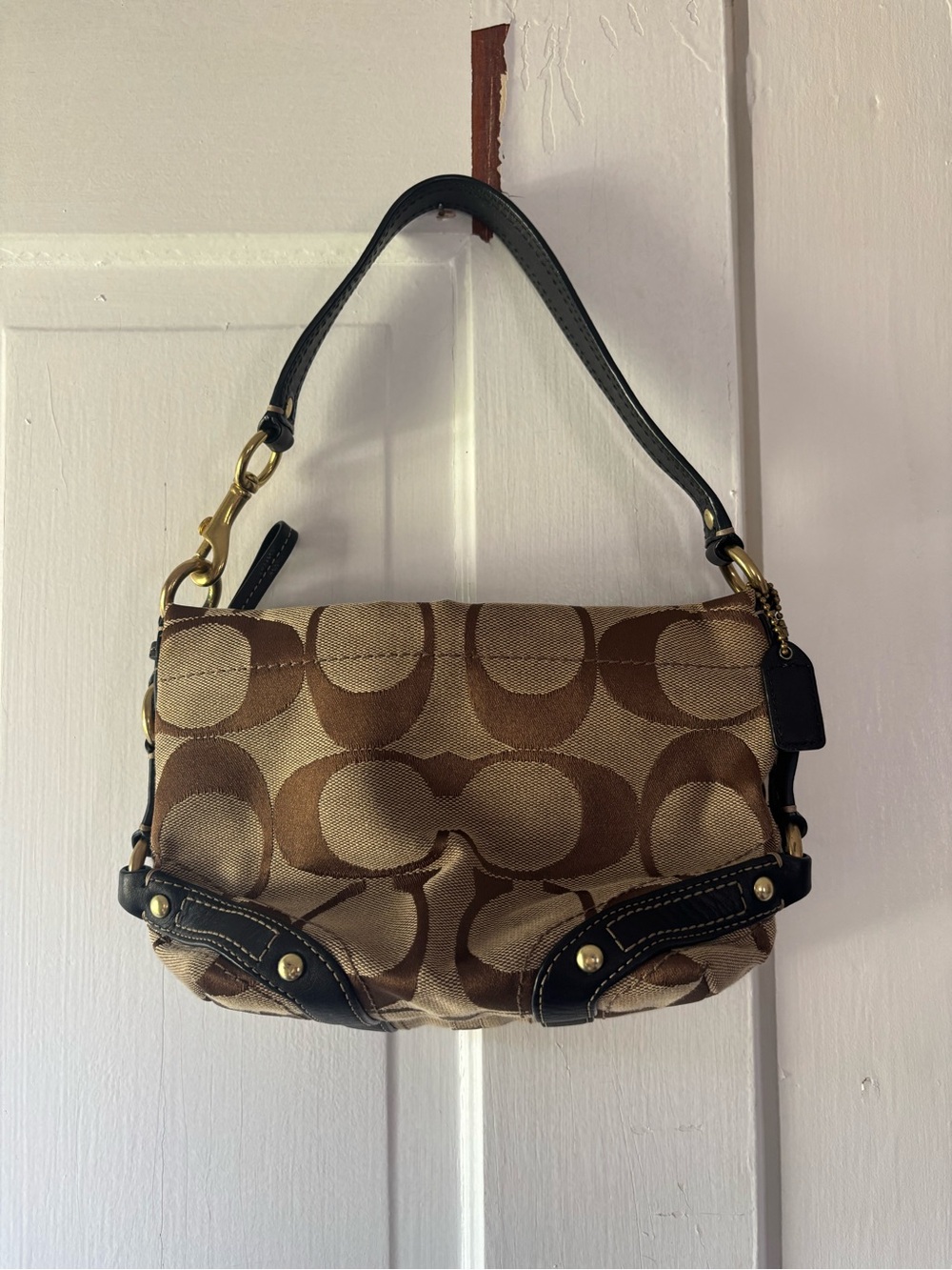 Coach Y2K Vintage Carly Small Brown Tan Shoulder Bag
